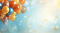 AI generated, beautiful background illustration with copy space and colored balloons. Background for celebration, birthday, party Royalty Free Stock Photo