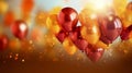 AI generated, beautiful background illustration with copy space and colored balloons. Background for celebration, birthday, party Royalty Free Stock Photo