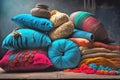 Ai generated beautiful display of multicolored fabrics