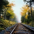 AI-Generated Beautiful Forest Railway Image