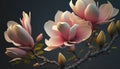 AI Generated Beautiful saucer magnolia leaves flowers