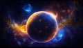 Cosmic Oasis: A Glowing Planet Amidst the Stars, Made with Generative AI
