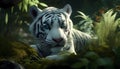 Majestic White Tiger with Piercing Blue Eyes, Made with Generative AI