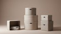 AI-Generated Beige Storage Boxes Royalty Free Stock Photo