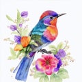 AI generated bird surrounded by colorful flowers