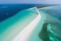 AI generated bird& x27;s eye view of blue, turquoise sea with white sand beaches