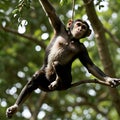 AI generated black monkey swinging around in the jungle