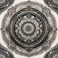 AI generated black and white mandala style artwork depicting intricate designs on a white background