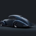 AI generated blue Volkswagen beetle car on dark background Royalty Free Stock Photo