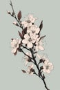 AI generated branch with blooming flowers