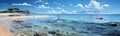 Tropical beach panorama. Seascape with blue sky Ai generated Royalty Free Stock Photo