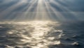 Bright beams of sunlight refracting through the surface of the atlantic ocean Royalty Free Stock Photo