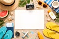 Summer Travel Planning Flat Lay With Blank Copy Space And Vacation Essentials Royalty Free Stock Photo