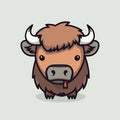 AI generated brown bison with two horns