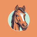 AI generated brown horse on orange background