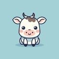 AI generated brown and white cow on blue background