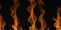 A bunch of fire flames on a black background. Royalty Free Stock Photo