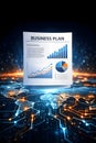 Business Plan Document With Financial Charts Floating Above Global Digital Network Map Royalty Free Stock Photo