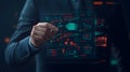 AI-generated Business Professional Analyzing Digital Data Screen Royalty Free Stock Photo