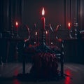 Ai generated a candle-lit chair, perfect for cozy nights