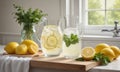 pitcher lemon water next to Royalty Free Stock Photo