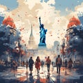 Statue of Liberty in New York City - Digital Painting - AI generated Royalty Free Stock Photo