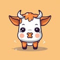 AI generated cartoon cow with long curved horns