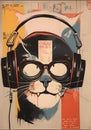 AI generated cat with headphones