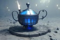 Cauldron made from crystals, deep blue down lighting by AI Generated