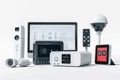 Extensive wireless security systems with integrated cameras and voice-operated alarms enhance home IoT connectivity remotely.