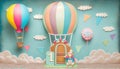 Whimsical Hot Air Balloon Cake Smash Backdrop, Made with Generative AI