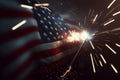 AI generated celebratory fireworks on background of american flag at usa independence day Royalty Free Stock Photo