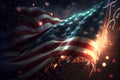 AI generated celebratory fireworks on background of american flag at usa independence day Royalty Free Stock Photo