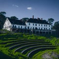 Ai generated a charming white house nestled among the picturesque greenery of a hillside