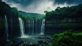 AI Generated Cherrapunji Waterfalls Monsoon Magic in Meghalaya Royalty Free Stock Photo
