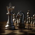 AI generated chess pieces queen or king and knight on a chessboard
