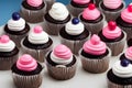 AI-generated chocolate cupcakes decorated with colored cream