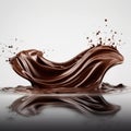 Ai generated. Chocolate wave splash isolated on white