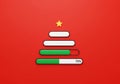 AI generated. Christmas Tree Progress Bar at 70% on Red Background Royalty Free Stock Photo