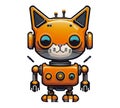 AI GENERATED CLIP ART robot cat gold against white background