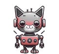 AI GENERATED CLIP ART robot cat pink against white background