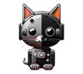 AI GENERATED CLIP ART robot cat silver against white background 2400 x 2166