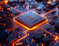 Futuristic AI Semiconductor Chip with Advanced Processor and Digital Circuit Technology Royalty Free Stock Photo