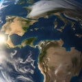 AI generated close-up image of African, South American and European continents from space