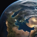 AI generated close up image of a portion of Earth from space