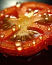 AI generated close up photo of juicy tomato slice