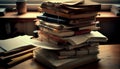 Journals and Notebooks Piled Up, Made with Generative AI