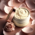 AI generated Close up photography of cosmetic jar with face cream