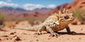 A close-up of a thorny devil lizard in the desert. Royalty Free Stock Photo