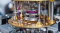 intricate internal mechanism of quantum computer with gold components Royalty Free Stock Photo